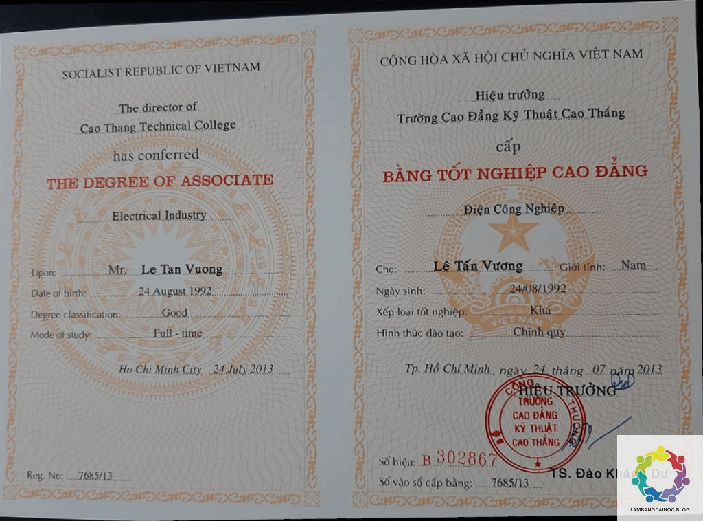 Làm bằng Cao đẳng Kỹ thuật Cao Thắng